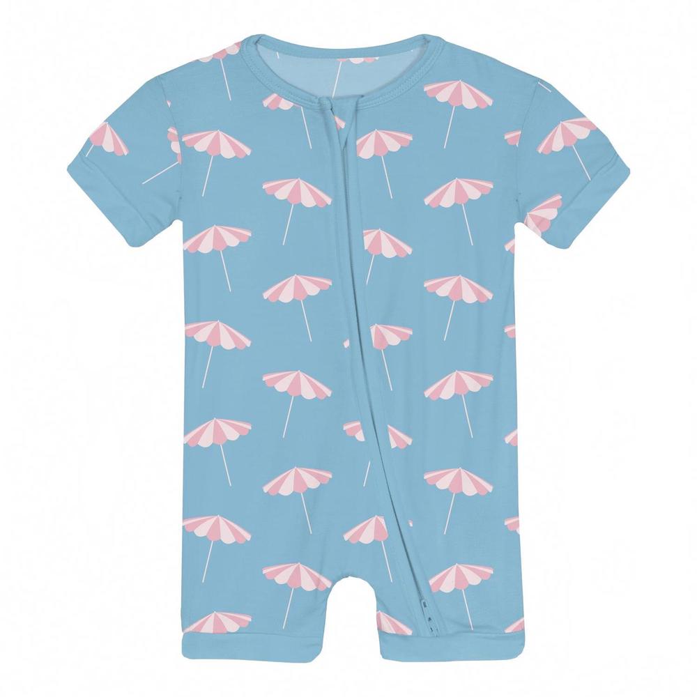 NEW KICKEE infant & toddler unisex shorty sleeper with zipper in seaside blue be